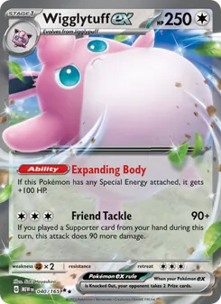 Wigglytuff ex card from 151, number 040/165