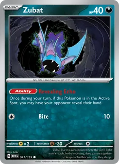 Zubat card from 151, number 041/165