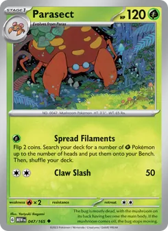 Parasect card from 151, number 047/165