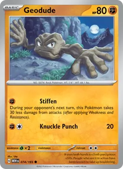 Geodude card from 151, number 074/165
