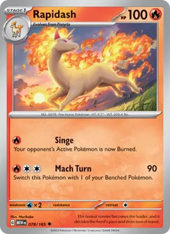 Rapidash card from 151, number 078/165