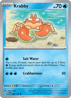 Krabby card from 151, number 098/165