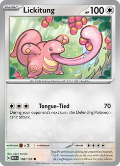Lickitung card from 151, number 108/165
