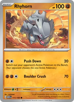 Rhyhorn card from 151, number 111/165