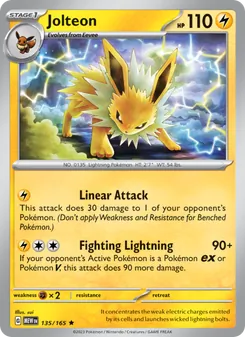 Jolteon card from 151, number 135/165