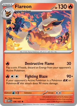 Flareon card from 151, number 136/165
