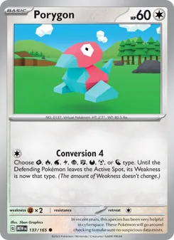Porygon card from 151, number 137/165