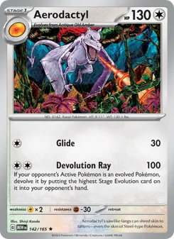 Aerodactyl card from 151, number 142/165