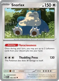 Snorlax card from 151, number 143/165
