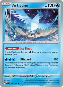 Articuno card from 151, number 144/165