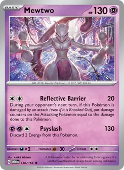 Mewtwo card from 151, number 150/165