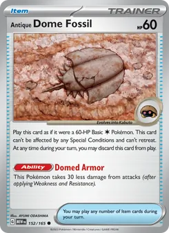 Antique Dome Fossil card from 151, number 152/165
