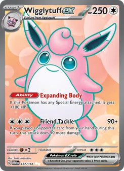 Wigglytuff ex card from 151, number 187/165