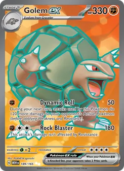 Golem ex card from 151, number 189/165