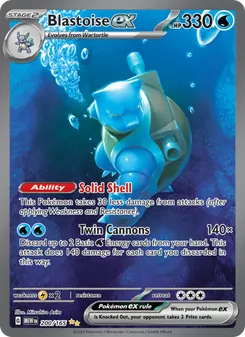 Blastoise ex card from 151, number 200/165