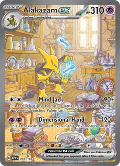 Alakazam ex card from 151, number 201/165
