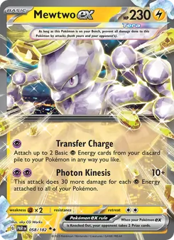 Mewtwo ex card from Paradox Rift, number 058/182