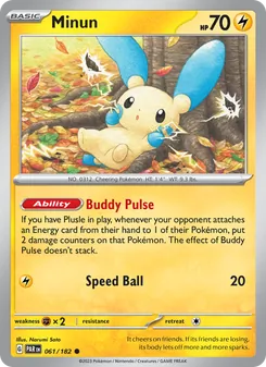Minun card from Paradox Rift, number 061/182