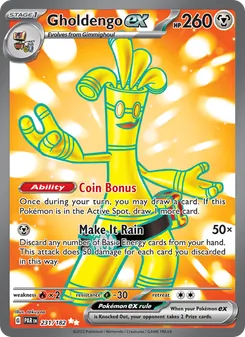 Gholdengo ex card from Paradox Rift, number 231/182