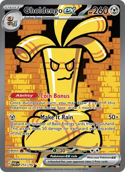 Gholdengo ex card from Paradox Rift, number 252/182