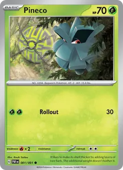 Pineco card from Paldean Fates, number 001/91