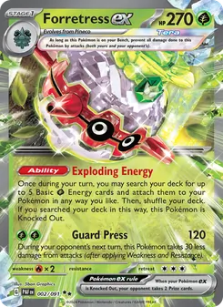 Forretress ex card from Paldean Fates, number 002/91
