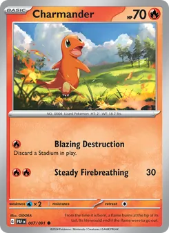 Charmander card from Paldean Fates, number 007/91