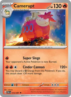 Camerupt card from Paldean Fates, number 012/91