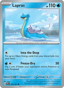Lapras card from Paldean Fates, number 016/91
