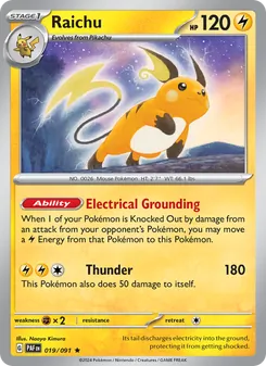 Raichu card from Paldean Fates, number 019/91