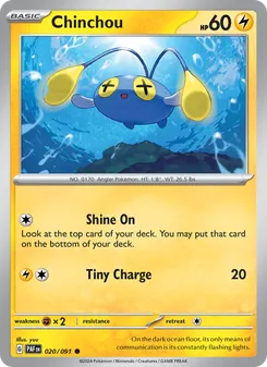 Chinchou card from Paldean Fates, number 020/91