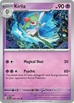 Kirlia card from Paldean Fates, number 028/91