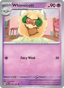 Whimsicott card from Paldean Fates, number 035/91