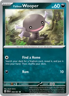 Paldean Wooper card from Paldean Fates, number 058/91