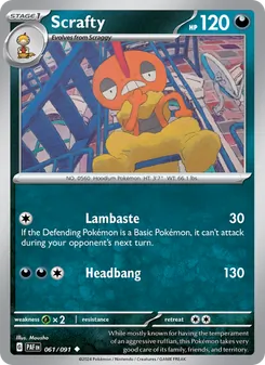 Scrafty card from Paldean Fates, number 061/91