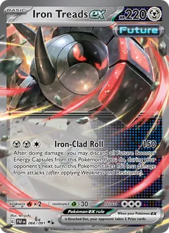 Iron Treads ex card from Paldean Fates, number 066/91