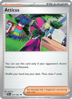 Atticus card from Paldean Fates, number 077/91