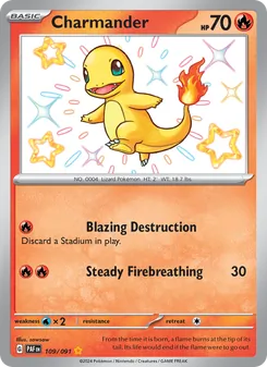 Charmander card from Paldean Fates, number 109/91