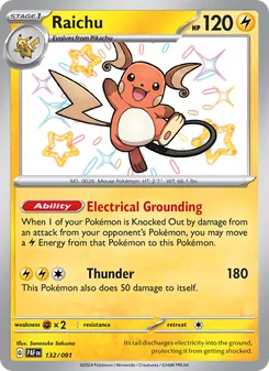 Raichu card from Paldean Fates, number 132/91