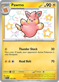 Pawmo card from Paldean Fates, number 143/91