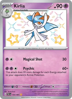 Kirlia card from Paldean Fates, number 154/91