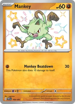 Mankey card from Paldean Fates, number 169/91