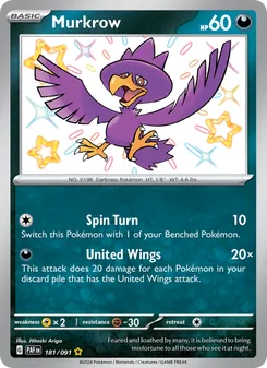 Murkrow card from Paldean Fates, number 181/91