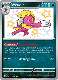 Weavile card from Paldean Fates, number 183/91