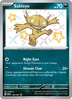 Sableye card from Paldean Fates, number 184/91