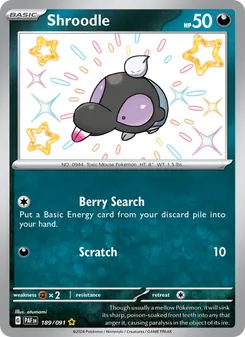 Shroodle card from Paldean Fates, number 189/91
