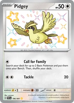 Pidgey card from Paldean Fates, number 196/91