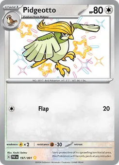 Pidgeotto card from Paldean Fates, number 197/91