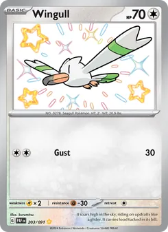 Wingull card from Paldean Fates, number 203/91