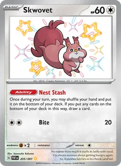 Skwovet card from Paldean Fates, number 205/91